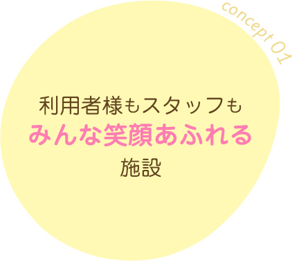 利用者様もスタッフもみんな笑顔あふれる施設